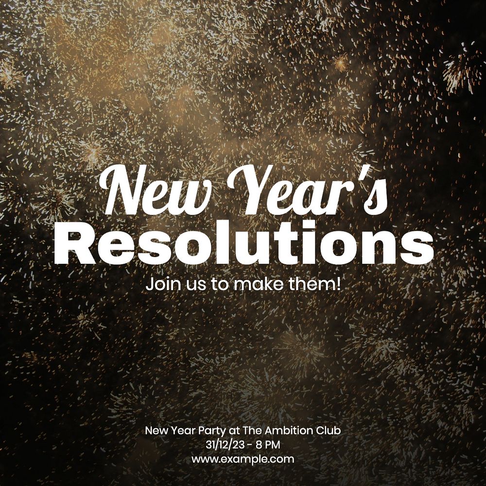 New Year's resolutions Instagram post template, editable text