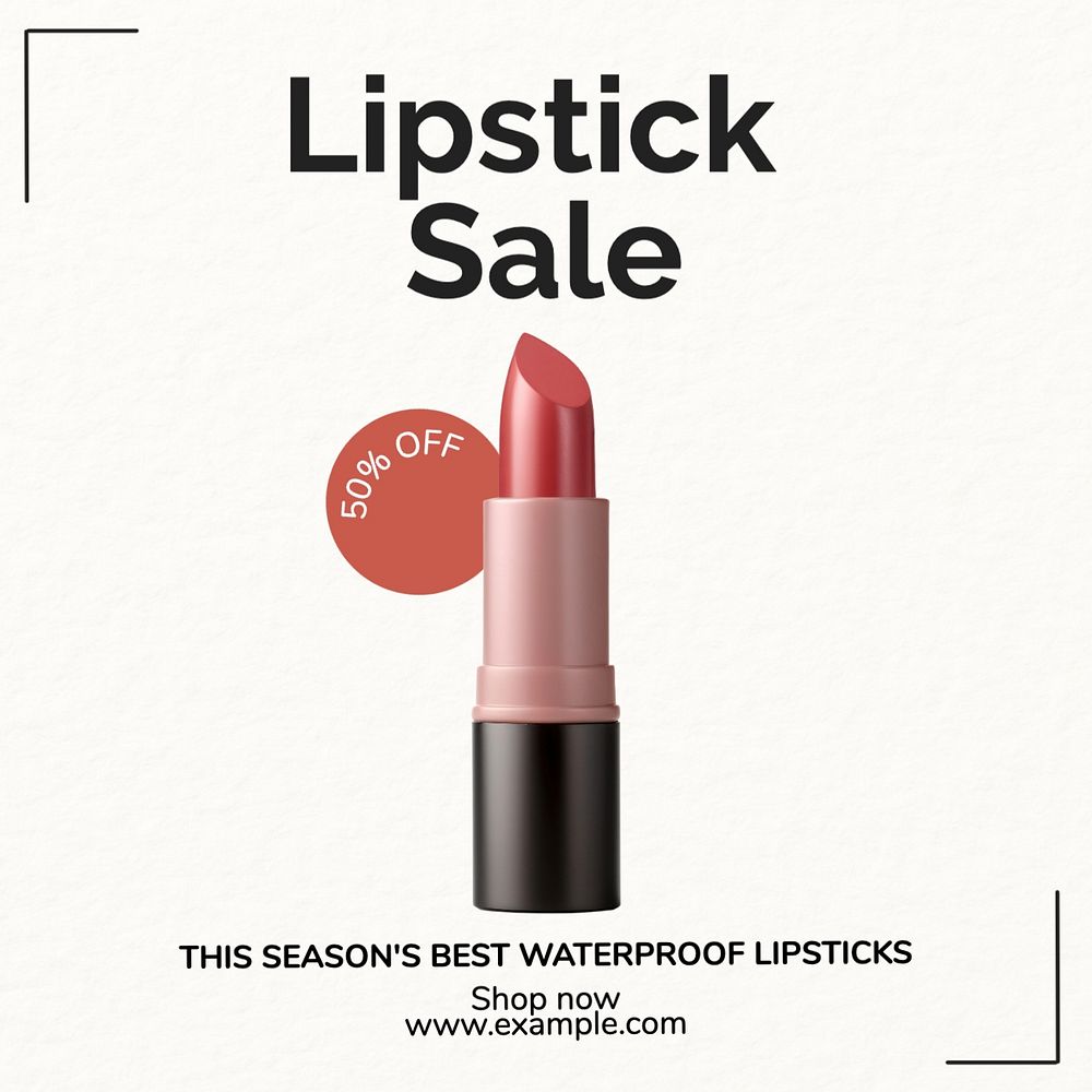 Lipstick sale Instagram post template, editable text