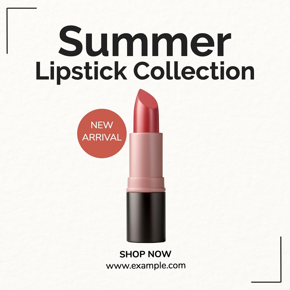 Summer lipstick collection Instagram post template, editable text