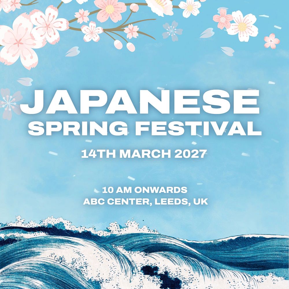 Spring festival Instagram post template, editable text