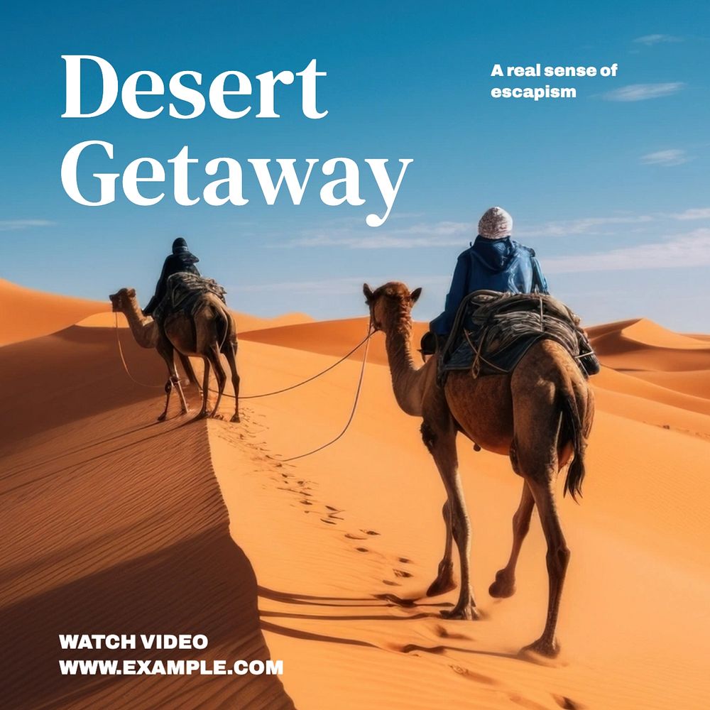 Desert getaway Instagram post template, editable text