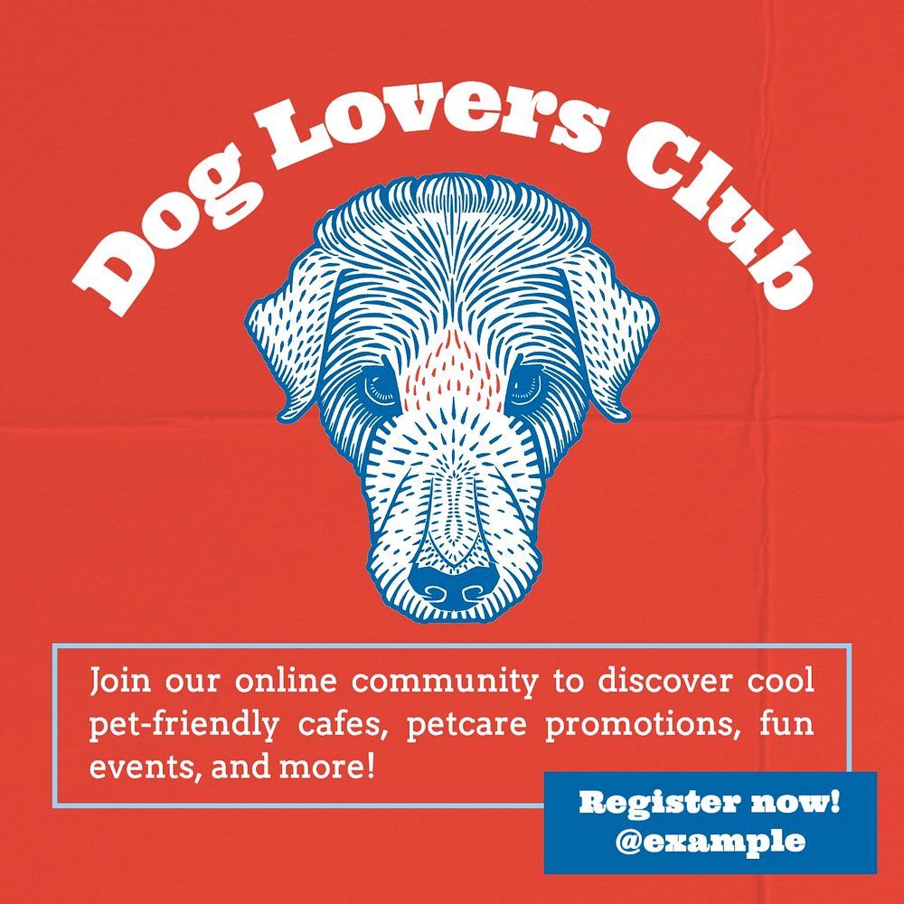 Dog lovers club Instagram post template, editable text