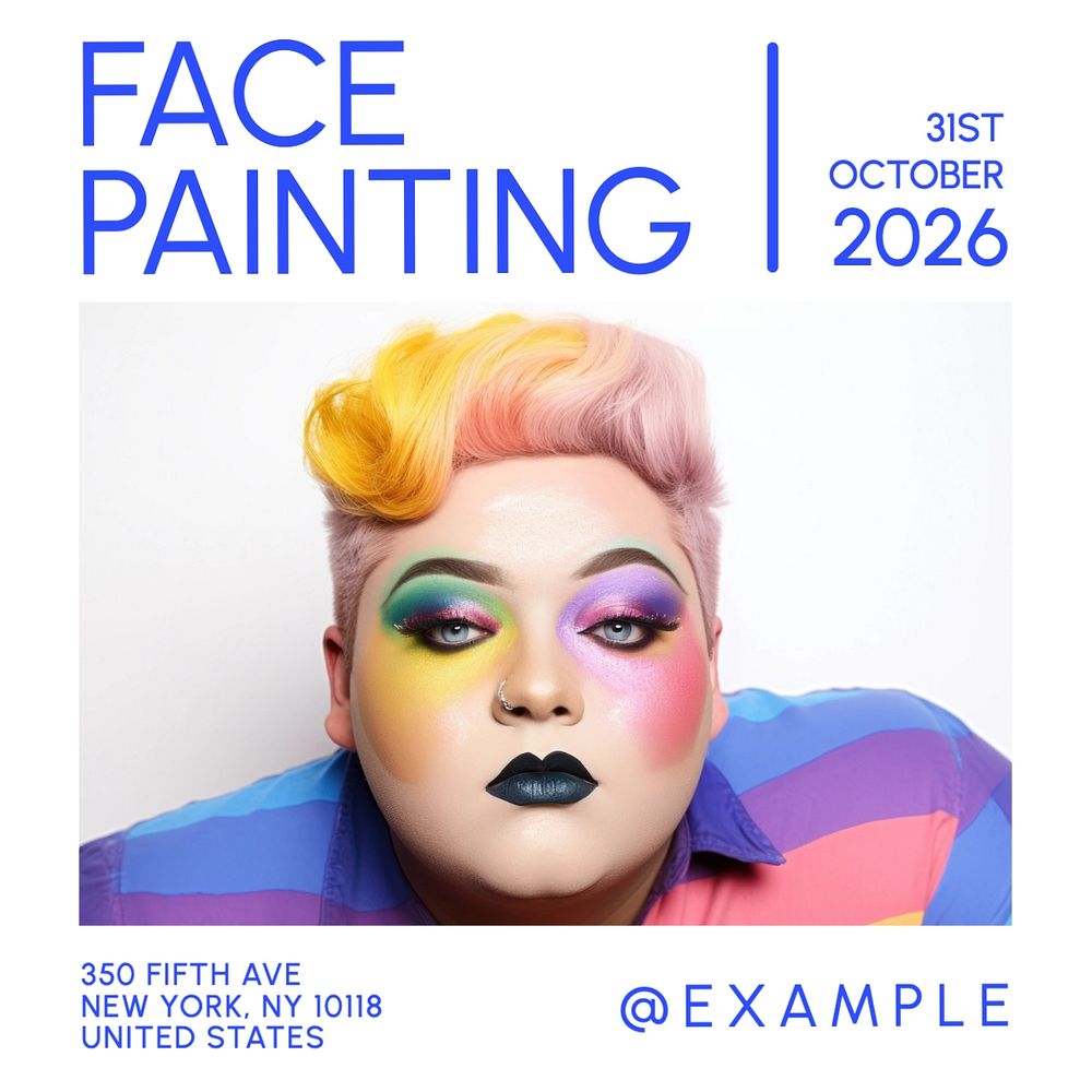 Face painting Instagram post template, editable text