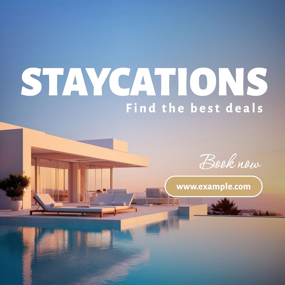 Staycations Instagram post template, editable text