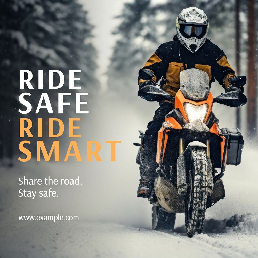 Motorcycle safety Instagram post template, editable text