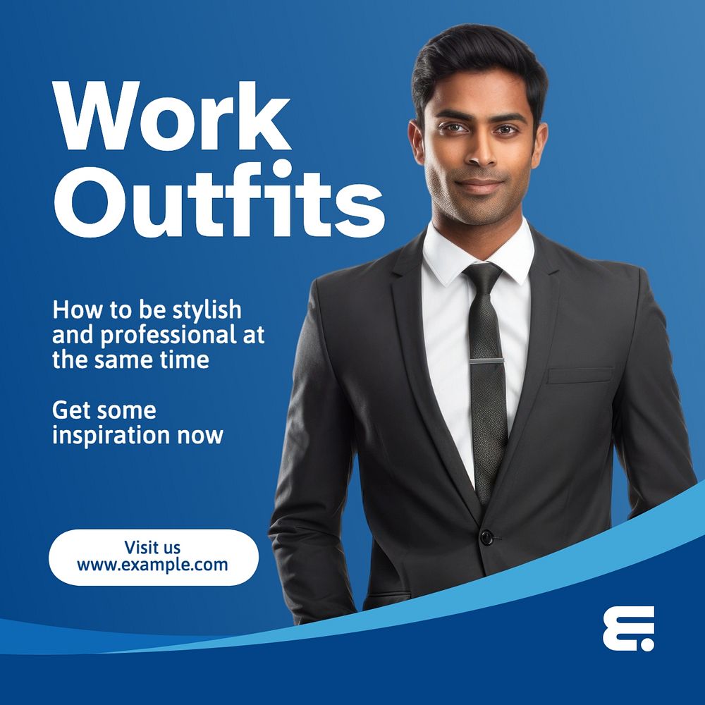 Work outfit Instagram post template, editable text