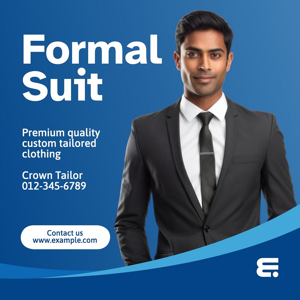 Formal suit Instagram post template, editable text