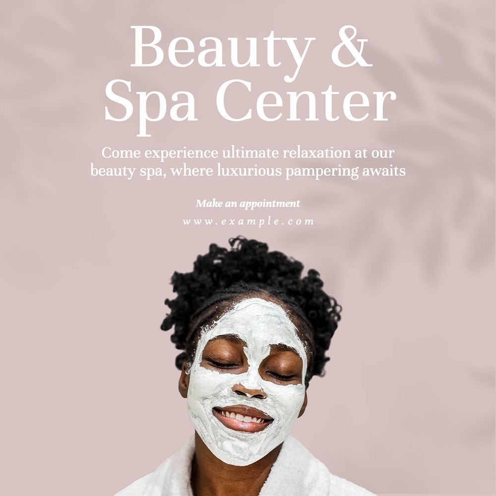 Beauty & spa Instagram post template, editable text