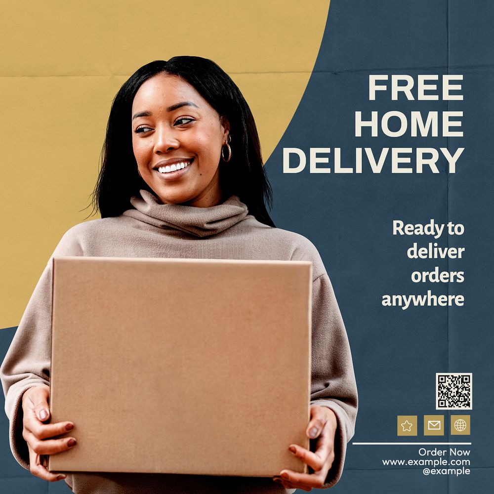 Free delivery Instagram post template, editable text