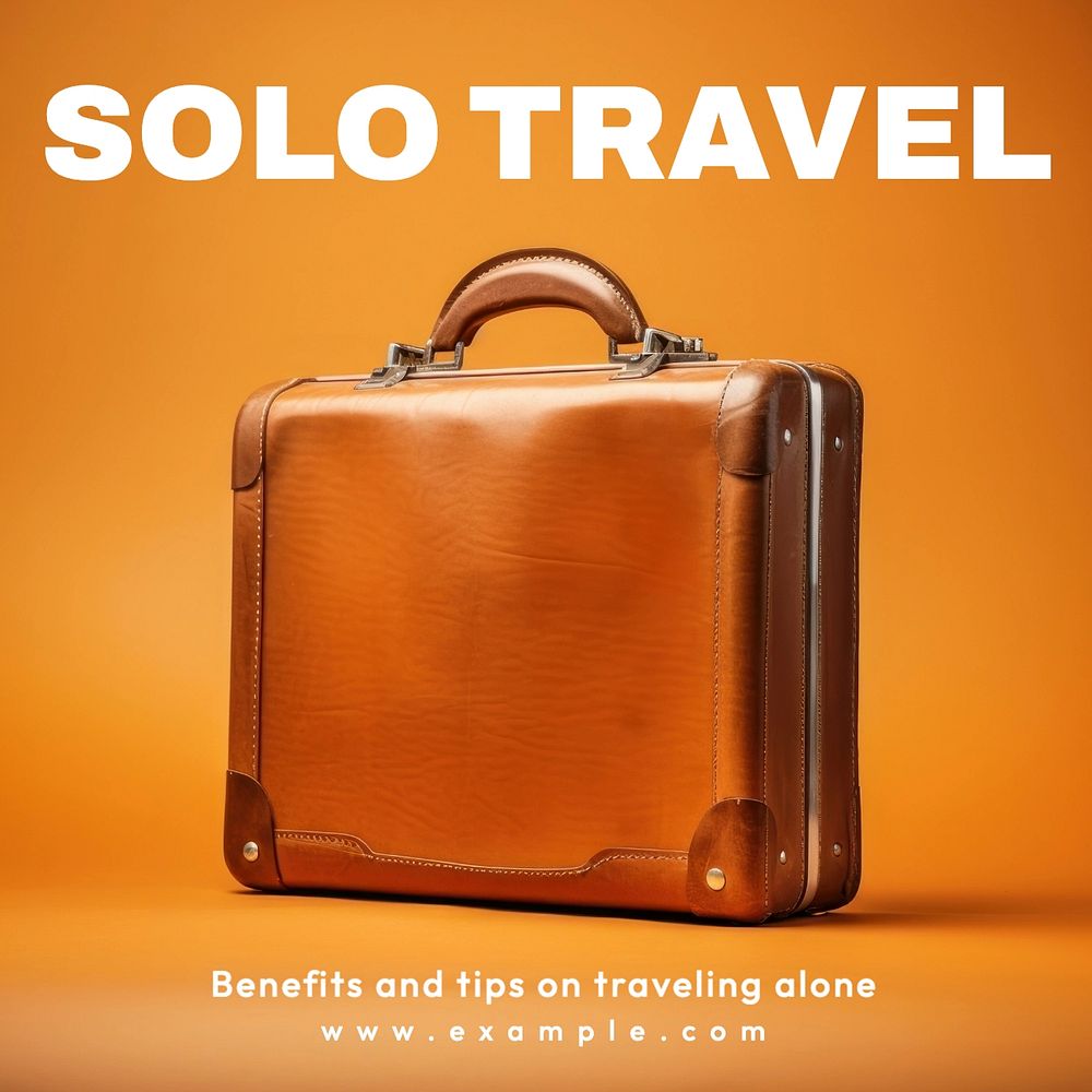 Solo travel Instagram post template, editable text