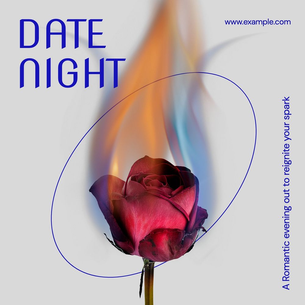 Date night Instagram post template, editable text