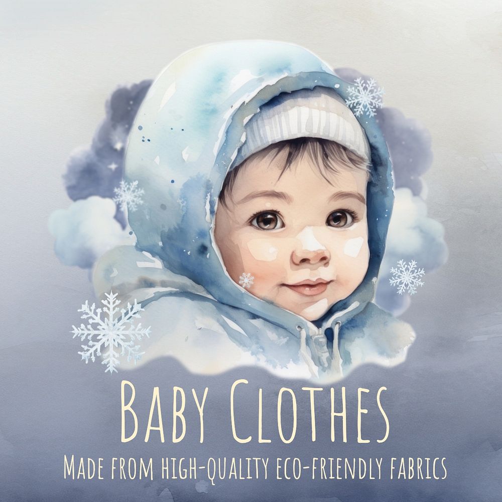 Baby clothes Instagram post template, editable text