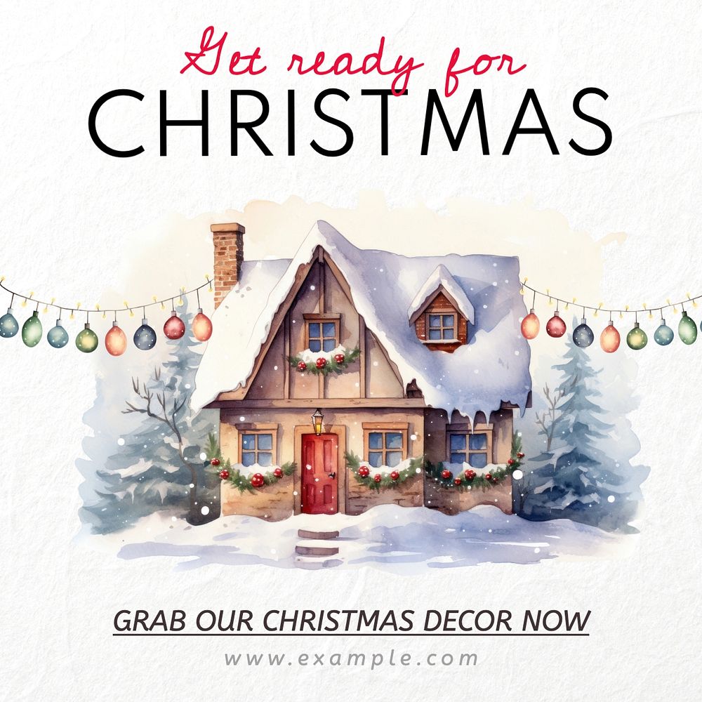 Christmas decor Instagram post template, editable text