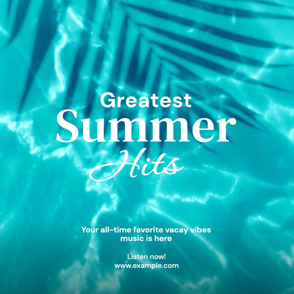 Summer songs playlist Instagram post template, editable text