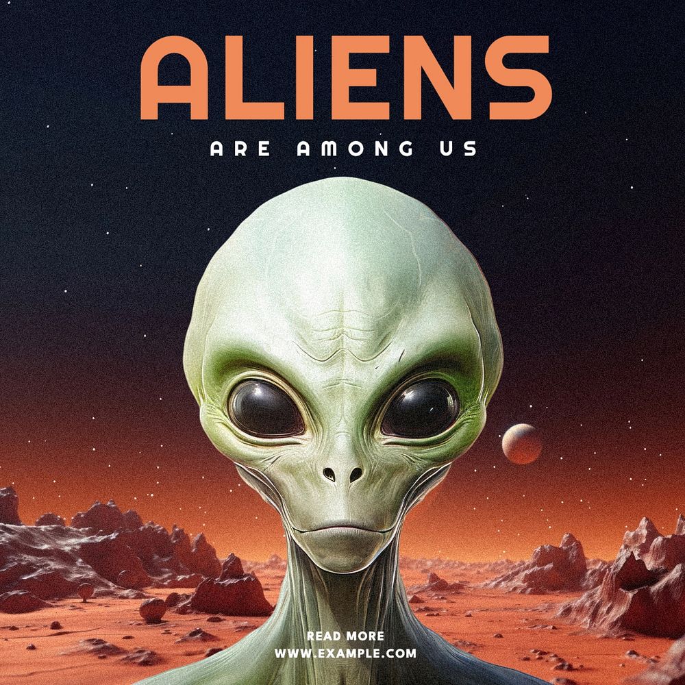 Alien among us Instagram post template, editable text