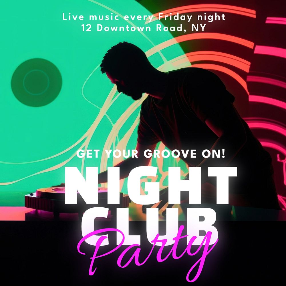 Night club party Instagram post template, editable text