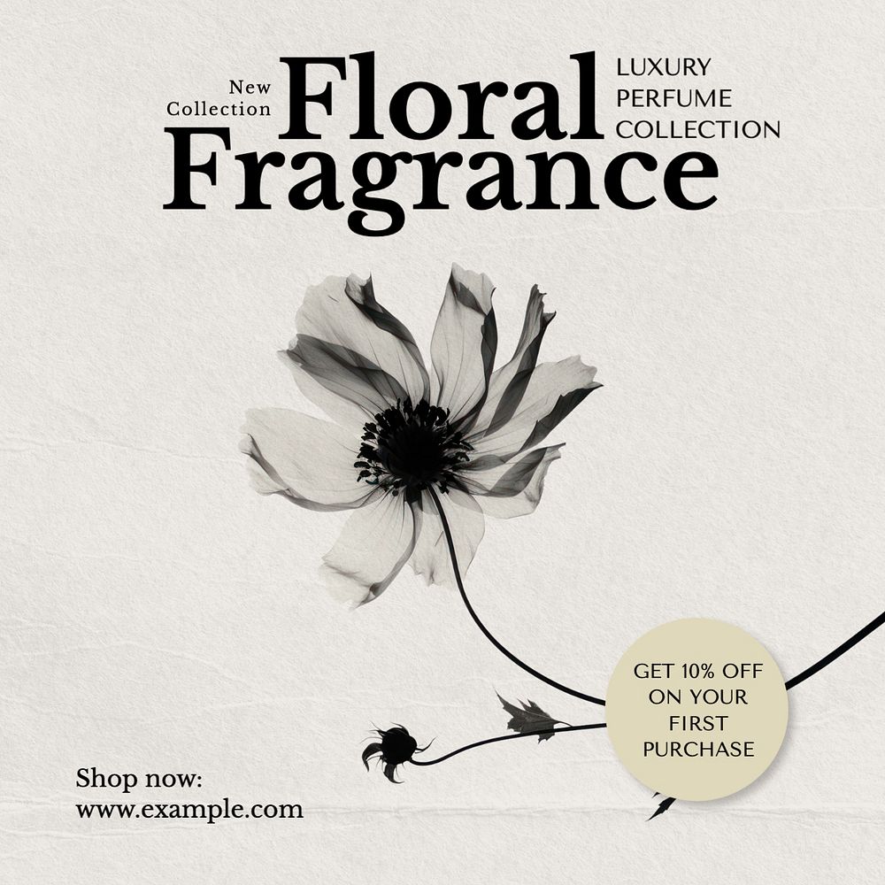 Floral fragrance Instagram post template, editable text