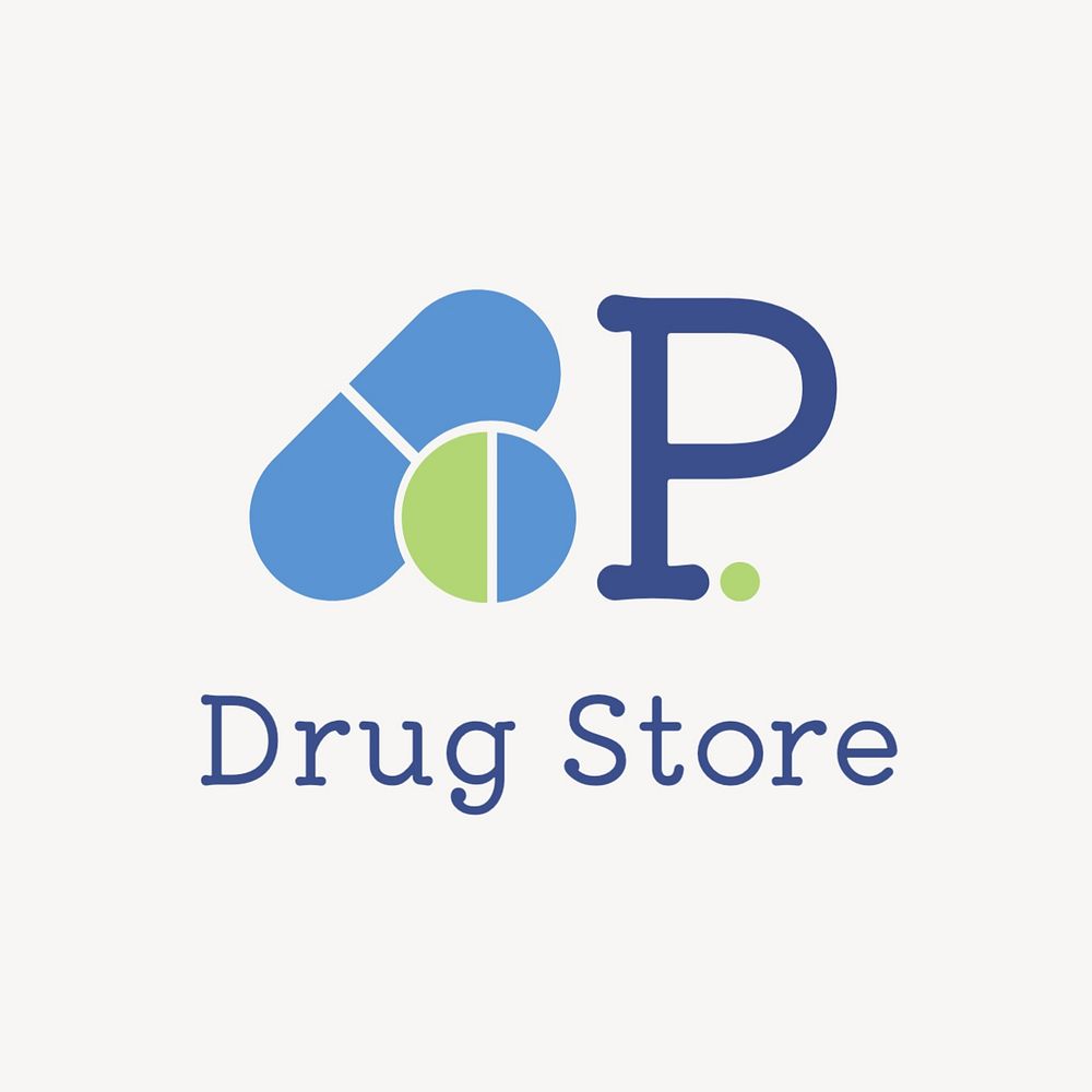 Drug store logo template, editable design