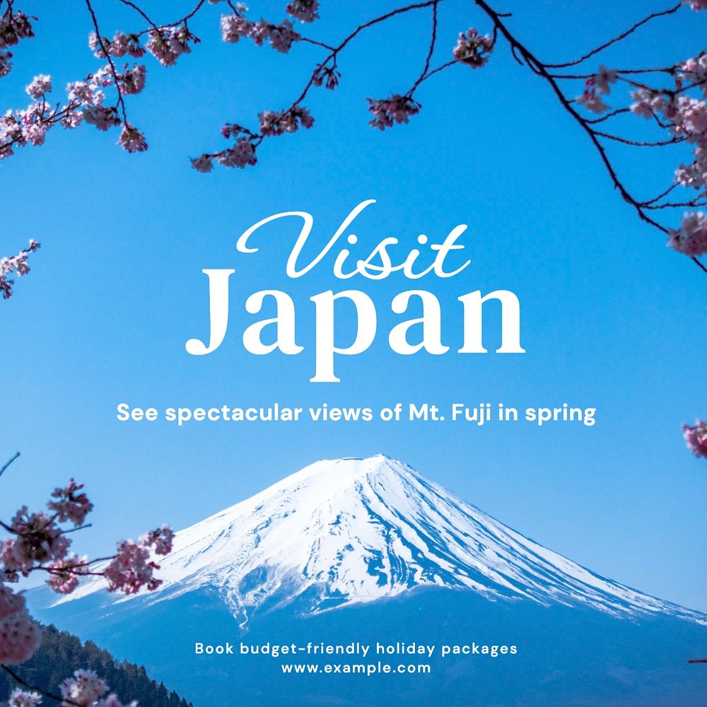 Visit Japan Instagram post template, editable text