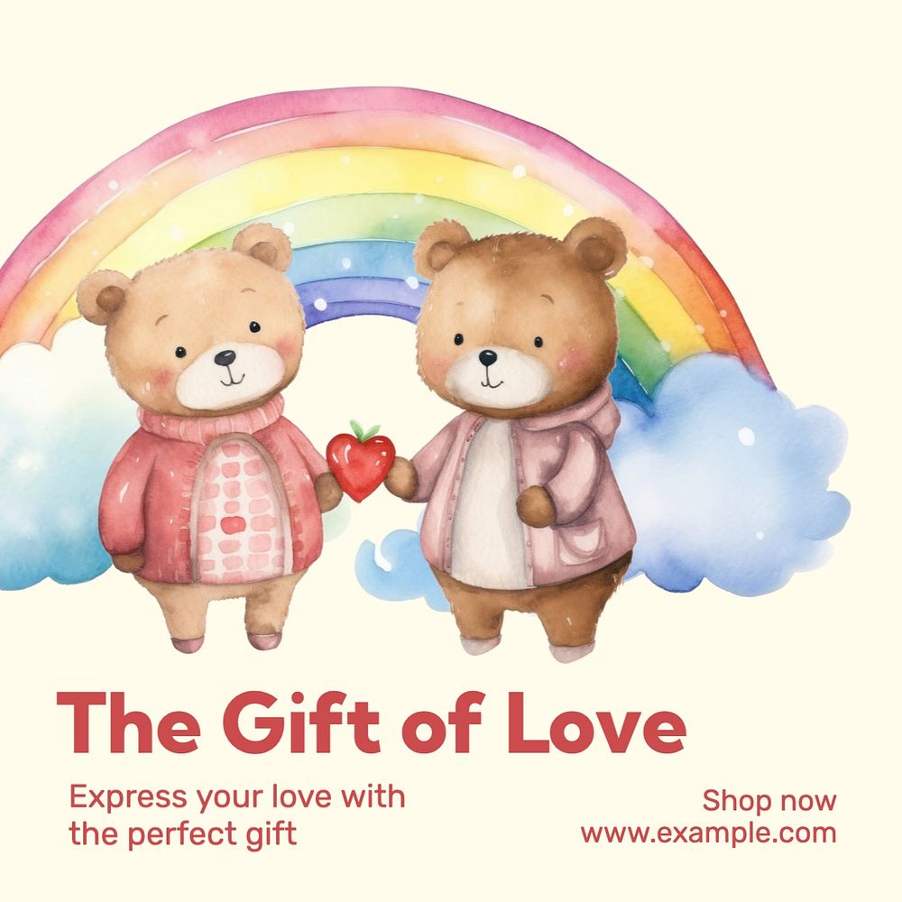 Gift of love post template, editable social media design