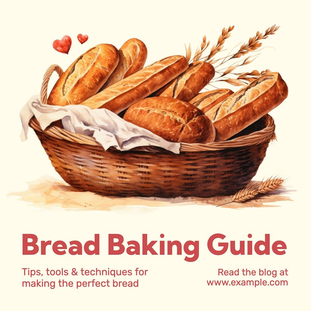 Bread baking guide post template, editable social media design