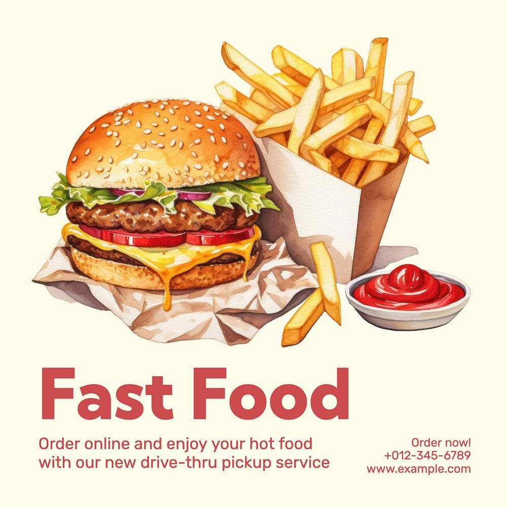 Fast food post template, editable social media design