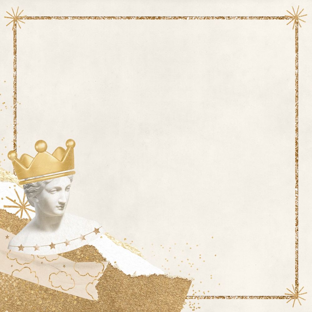 Queen statue frame background, editable design