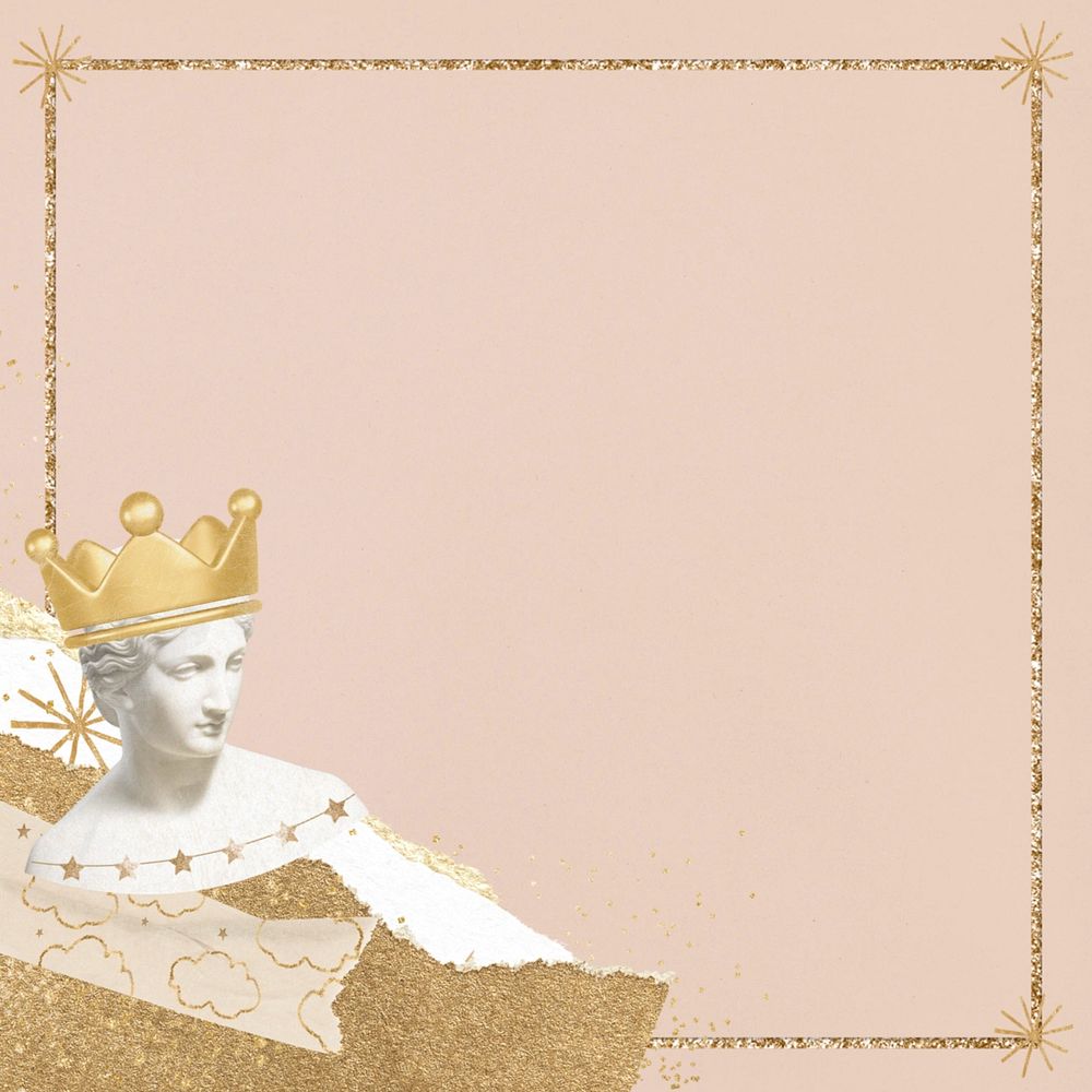 Queen statue frame background, editable design