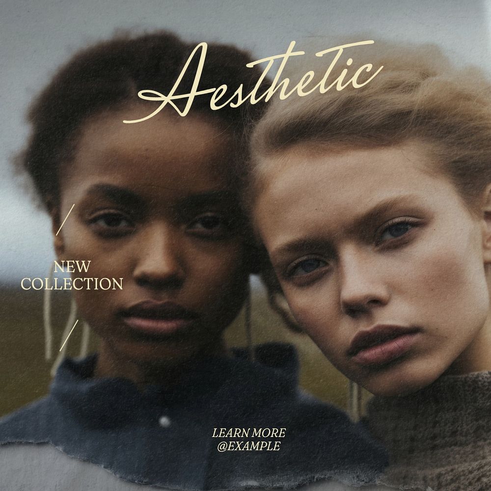 Aesthetic collection Instagram post template, editable text