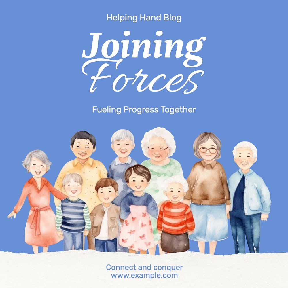 Joining forces Instagram post template, editable text