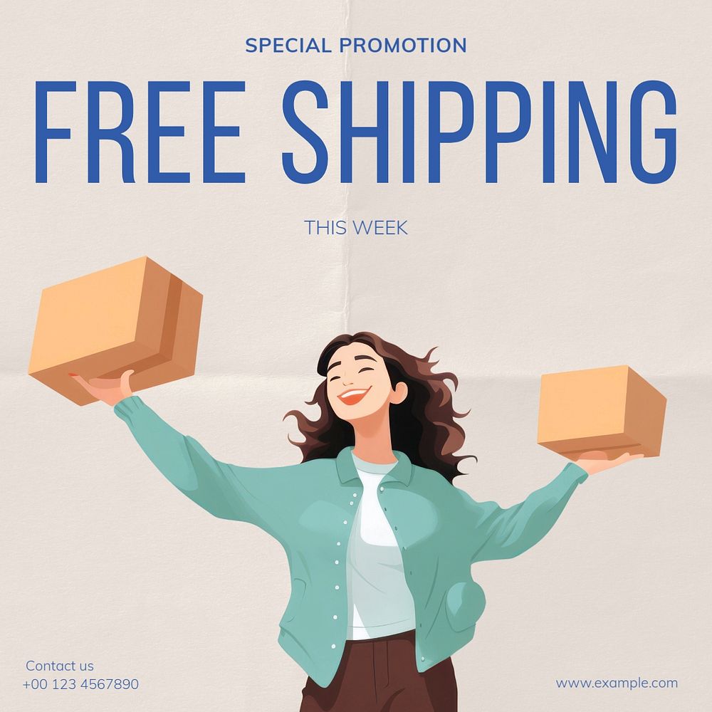 Free shipping Instagram post template, editable text