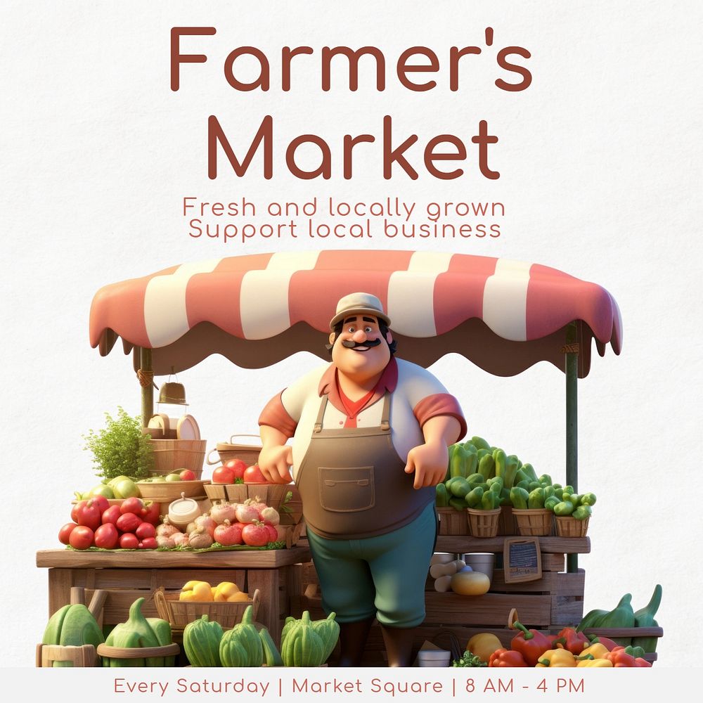 Farmer's market Instagram post template, editable text