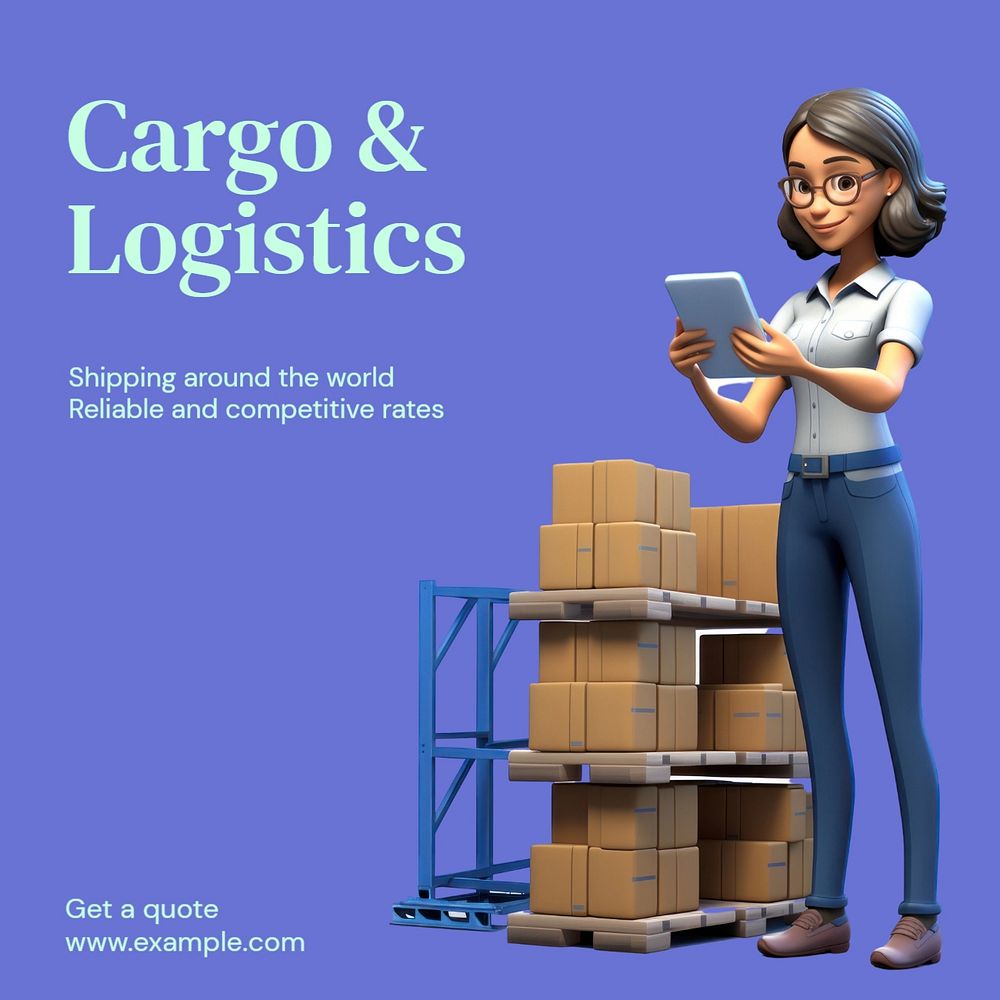 Cargo & logistics Instagram post template, editable text