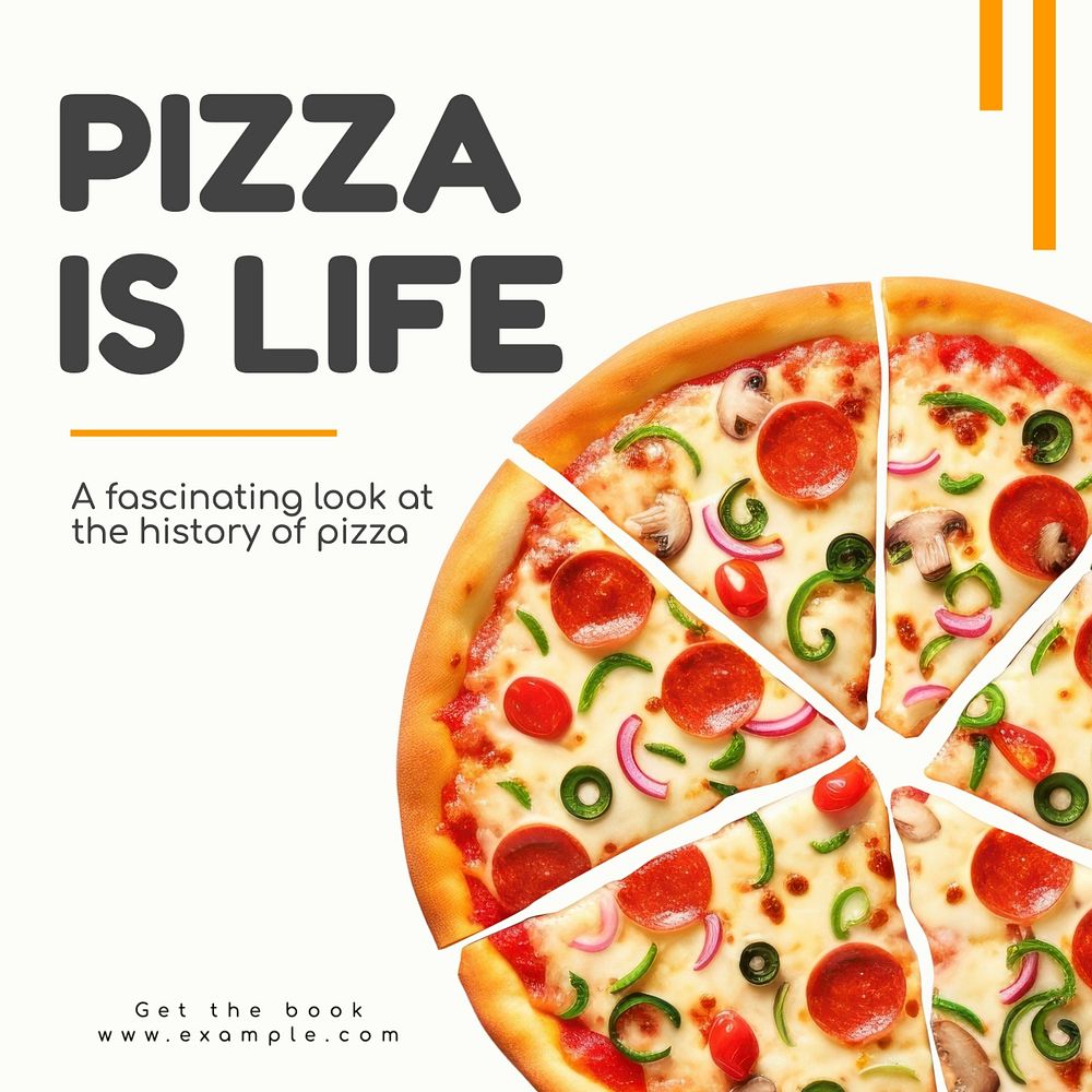 Pizza Instagram post template, editable text