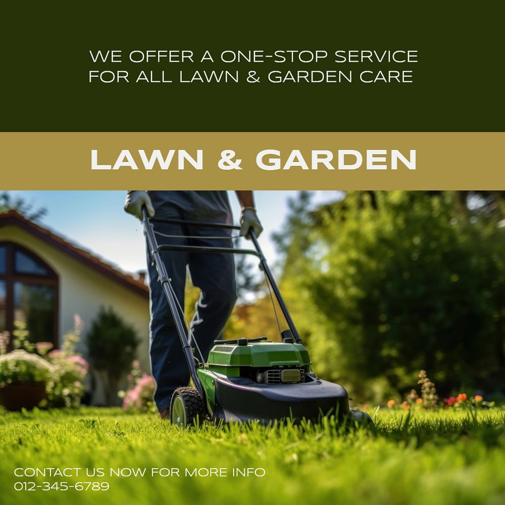 Lawn & garden Instagram post template, editable text