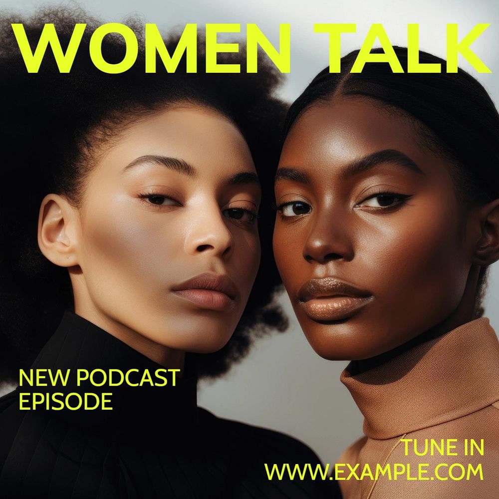 Women podcast Instagram post template, editable text