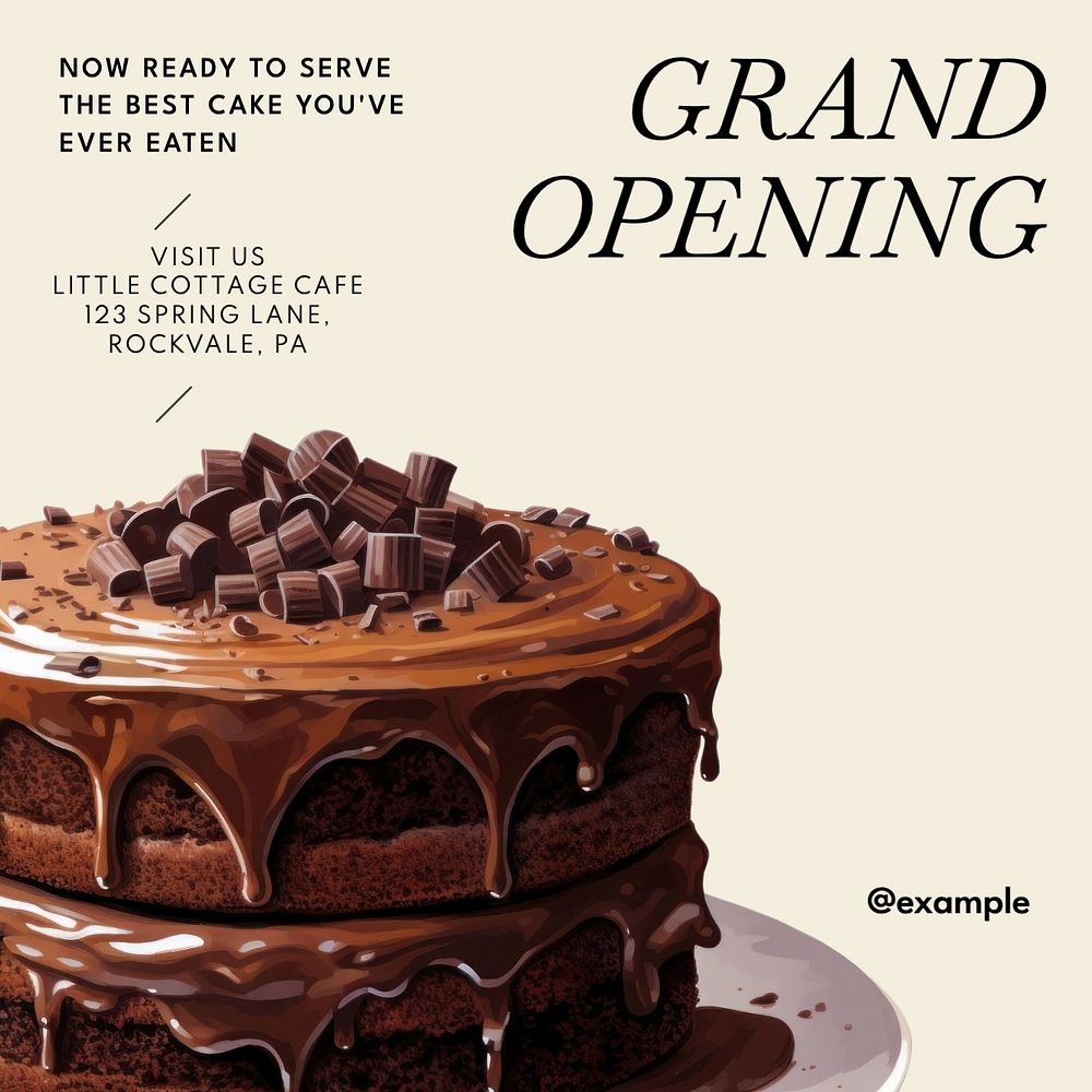 Bakery grand opening Instagram post template, editable text