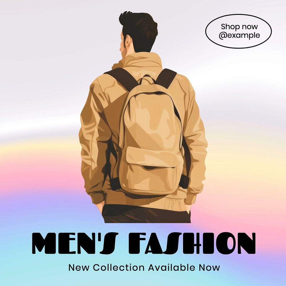 Men's fashion Instagram post template, editable text