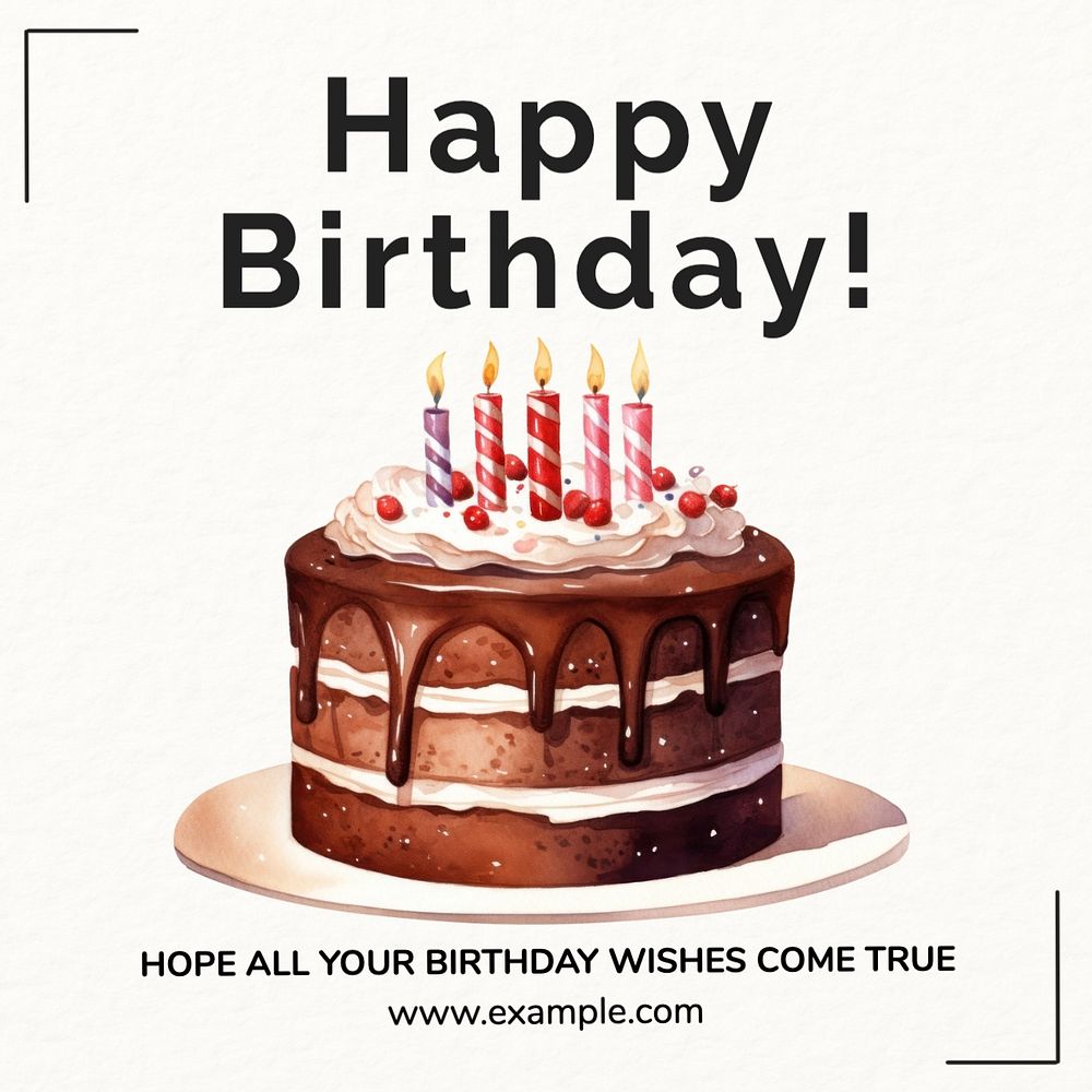 Happy birthday Instagram post template, editable text