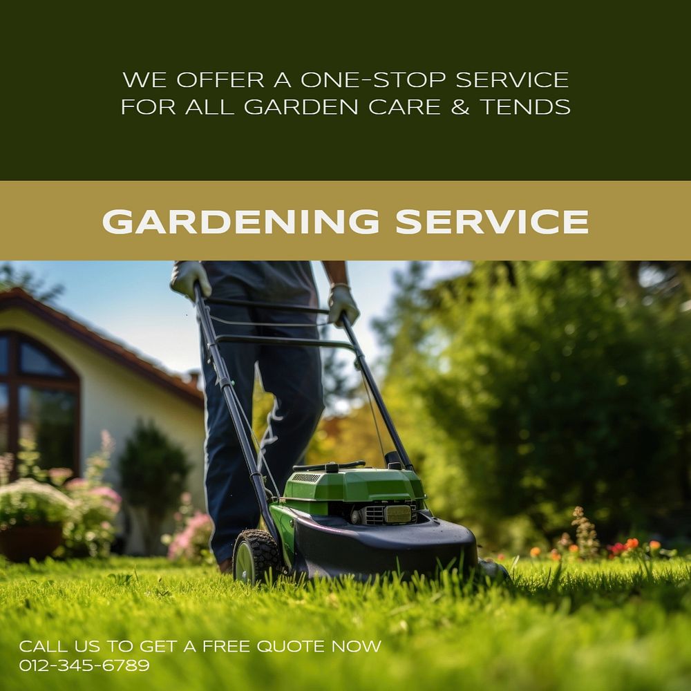 Gardening service Instagram post template, editable text