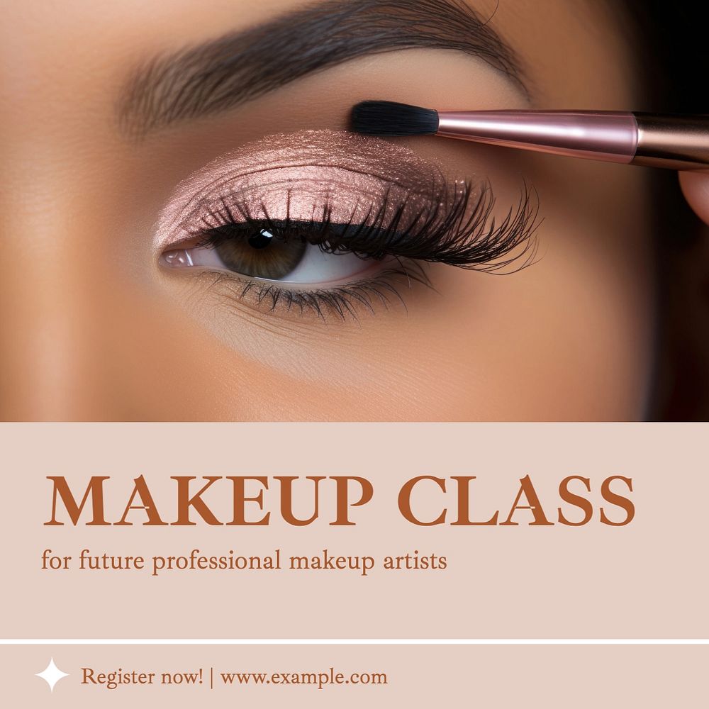 Makeup class Instagram post template, editable text