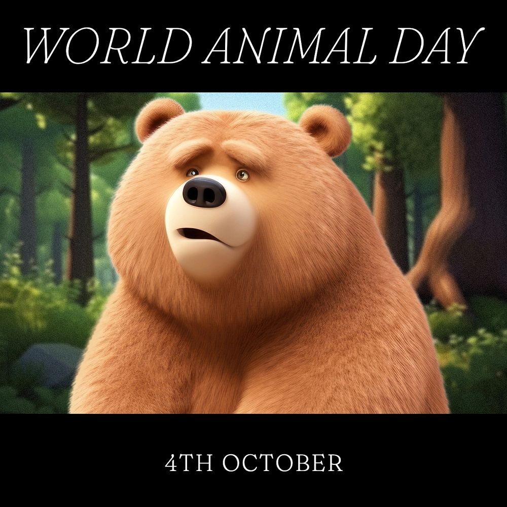 World animal day Instagram post template, editable text