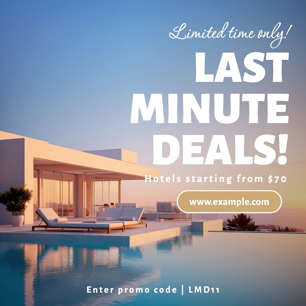 Hotel deals Instagram post template, editable text