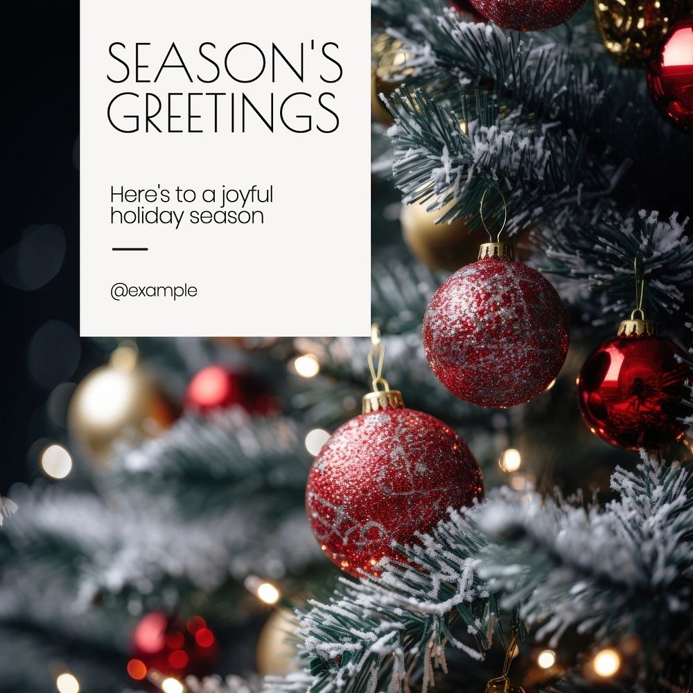 Season's greetings Instagram post template, editable text