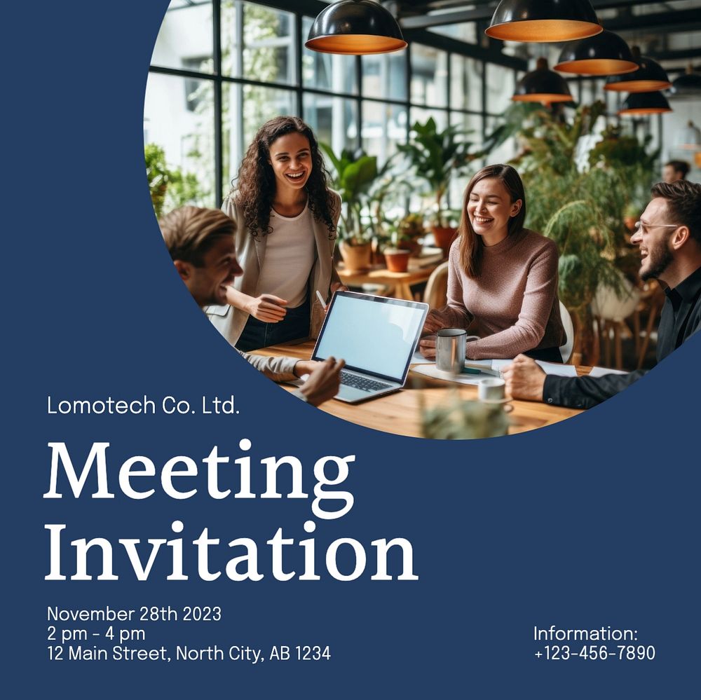 Meeting invitation Facebook post template, editable design