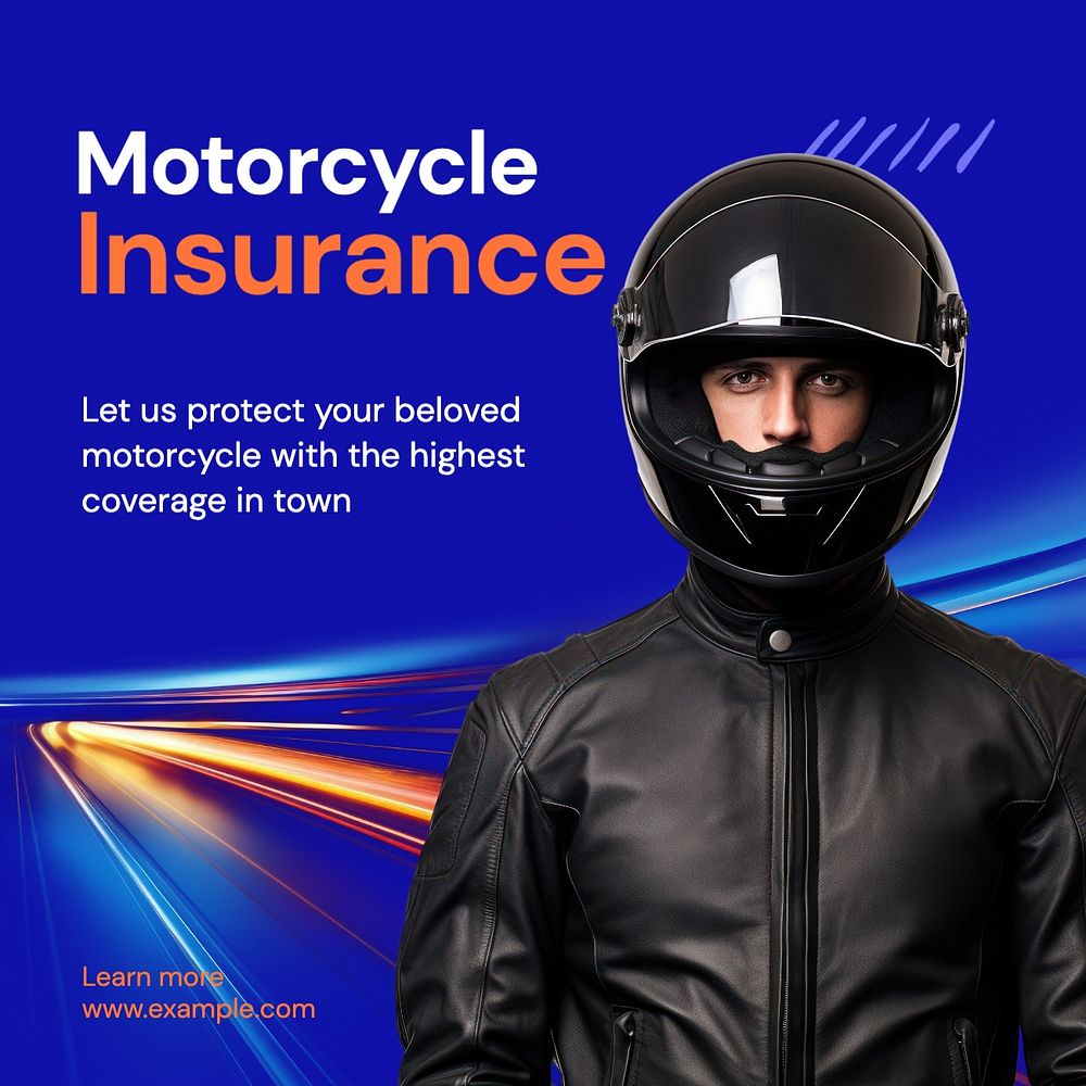 Motorcycle insurance Instagram post template, editable text