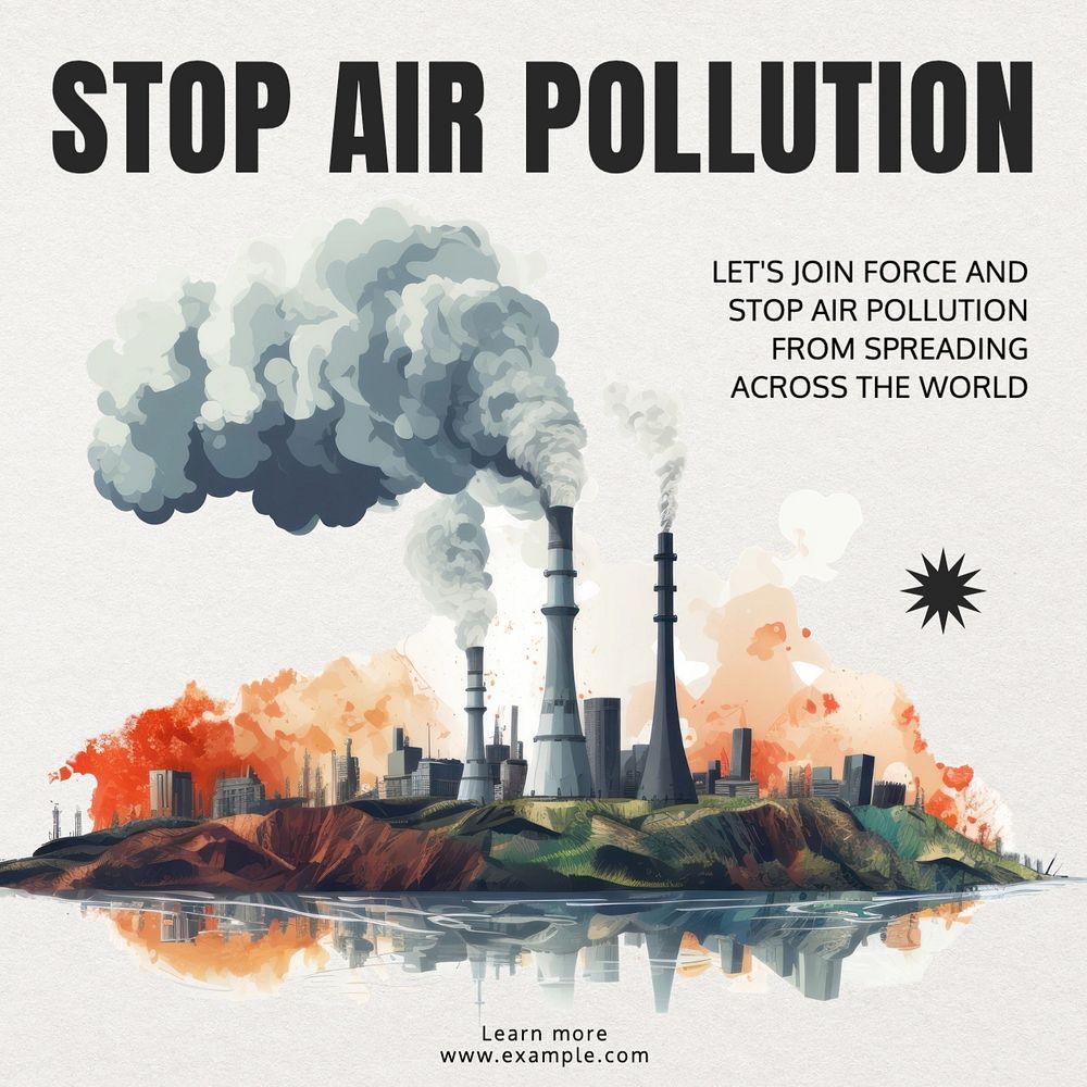 Stop air pollution Instagram post template, editable text