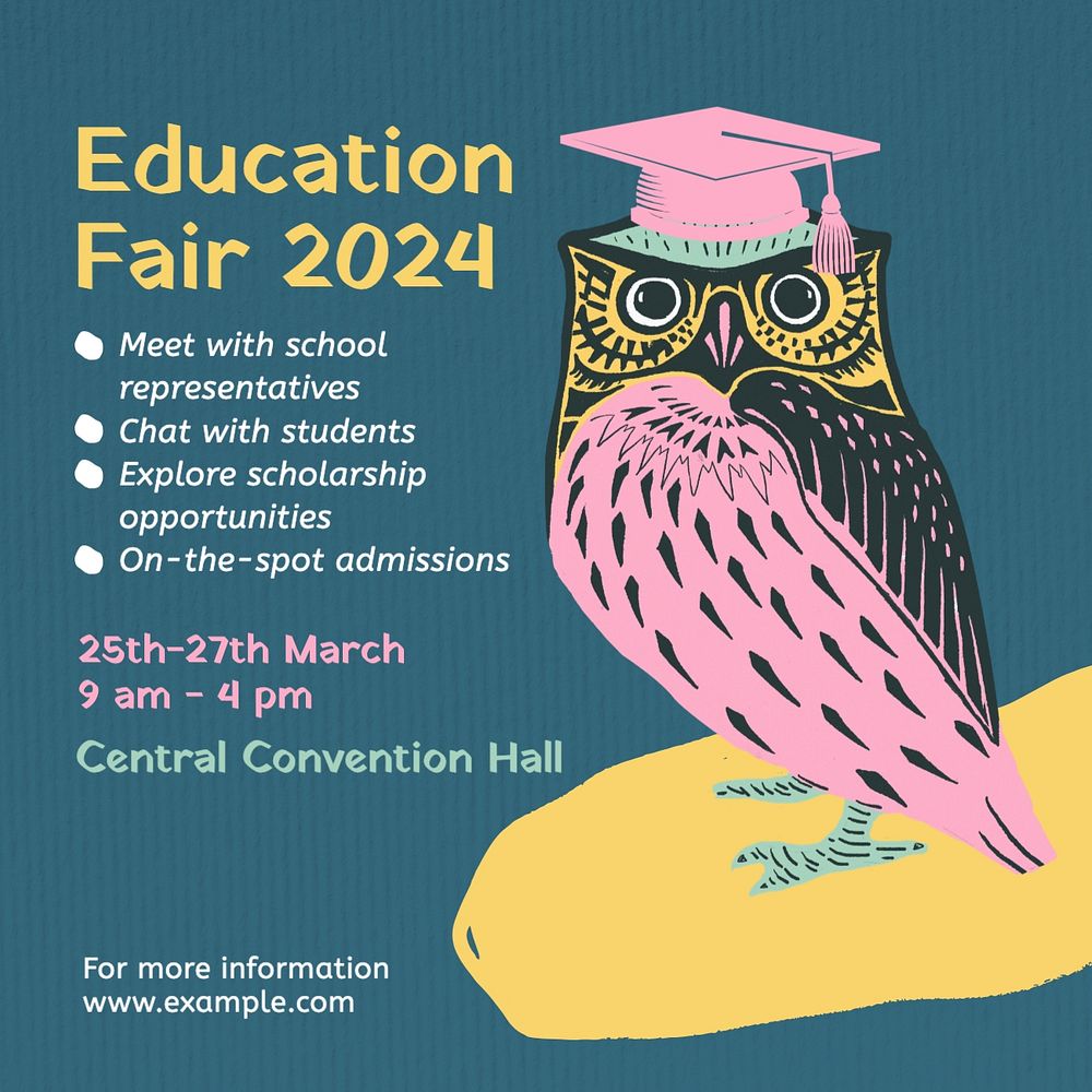 Education fair Instagram post template, editable text