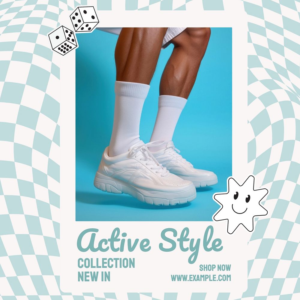 Active style, fashion Instagram post template, editable text