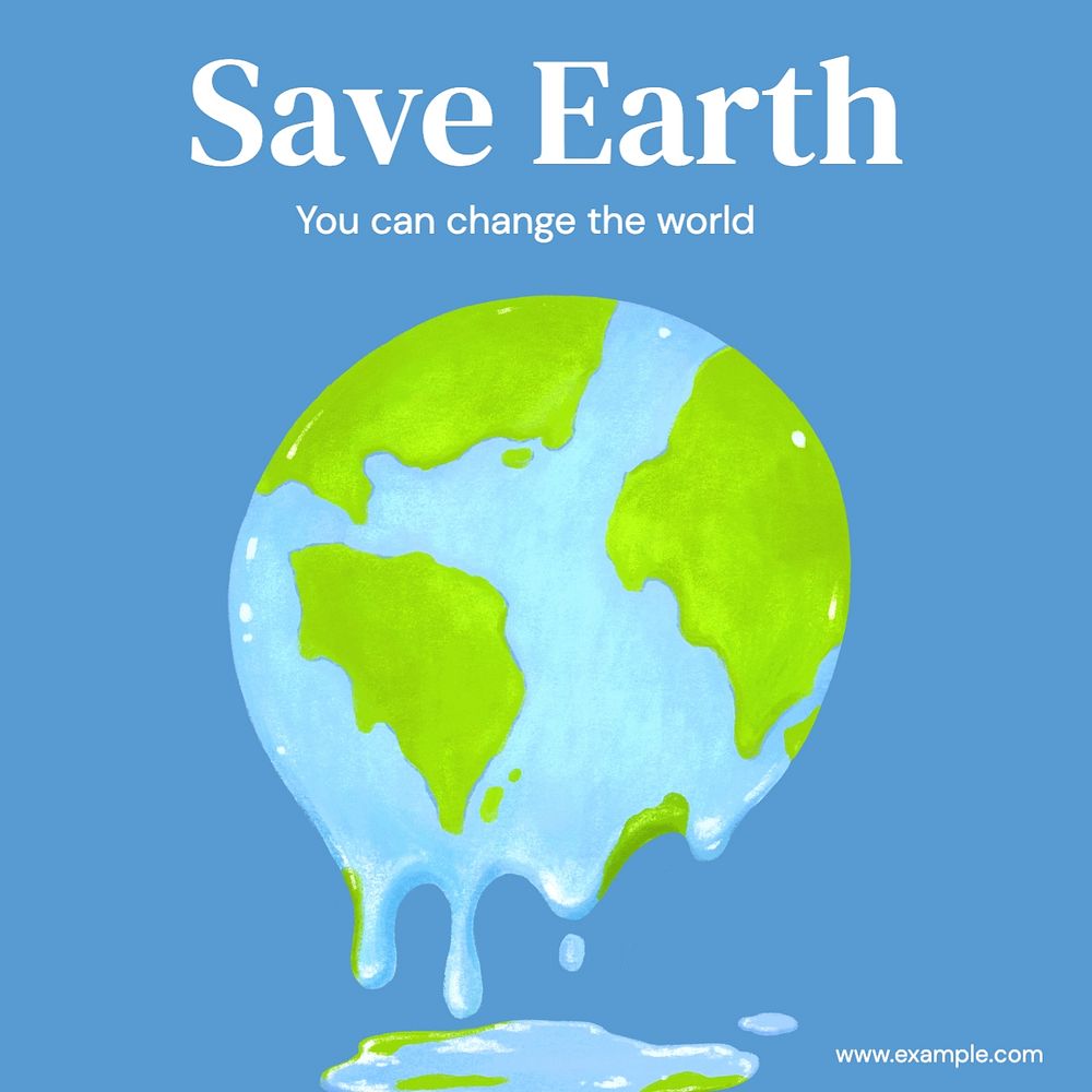 Save earth Instagram post template, editable text